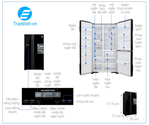 Tủ lạnh 3 cánh Side by side HITACHI R-FM800PGV2