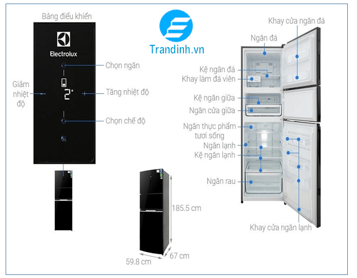 Tủ lạnh 3 ngăn là gì? Nên mua tủ lạnh 3 ngăn nào tốt nhất 4 Tủ lạnh Electrolux 3 cửa Electrolux EME3700HA