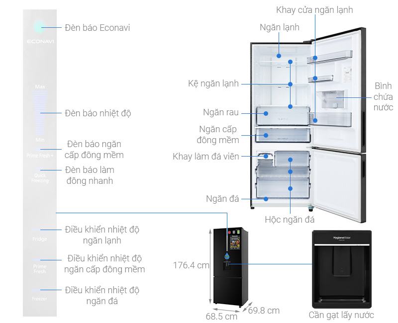6 chiếc tủ lạnh 400 lít tiết kiệm điện, giá rẻ 29 3. Tủ lạnh Panasonic 400 lít inverter NR-BX460WKVN