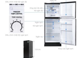 1. Phác hoạ tổng quát tủ lạnh 2 cánh Aqua AQR-T150FA(BS) 130 lít