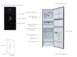 Phác hoạ tổng quát tủ lạnh Electrolux inverter 342 lít EME3500MG