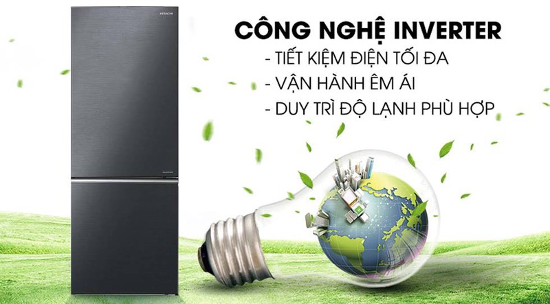 Tủ lạnh Hitachi R-B330PGV8 BBK inverter 275 lít 8 Vận hành êm ái, tiết kiệm điện năng nhờ công nghệ inverter