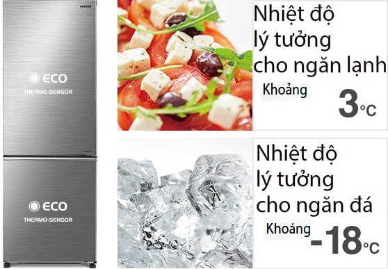 Tủ lạnh Hitachi R-B330PGV8 BBK inverter 275 lít 10 Cảm biến Eco thông minh giúp duy trì nhiệt độ ổn định trong tủ