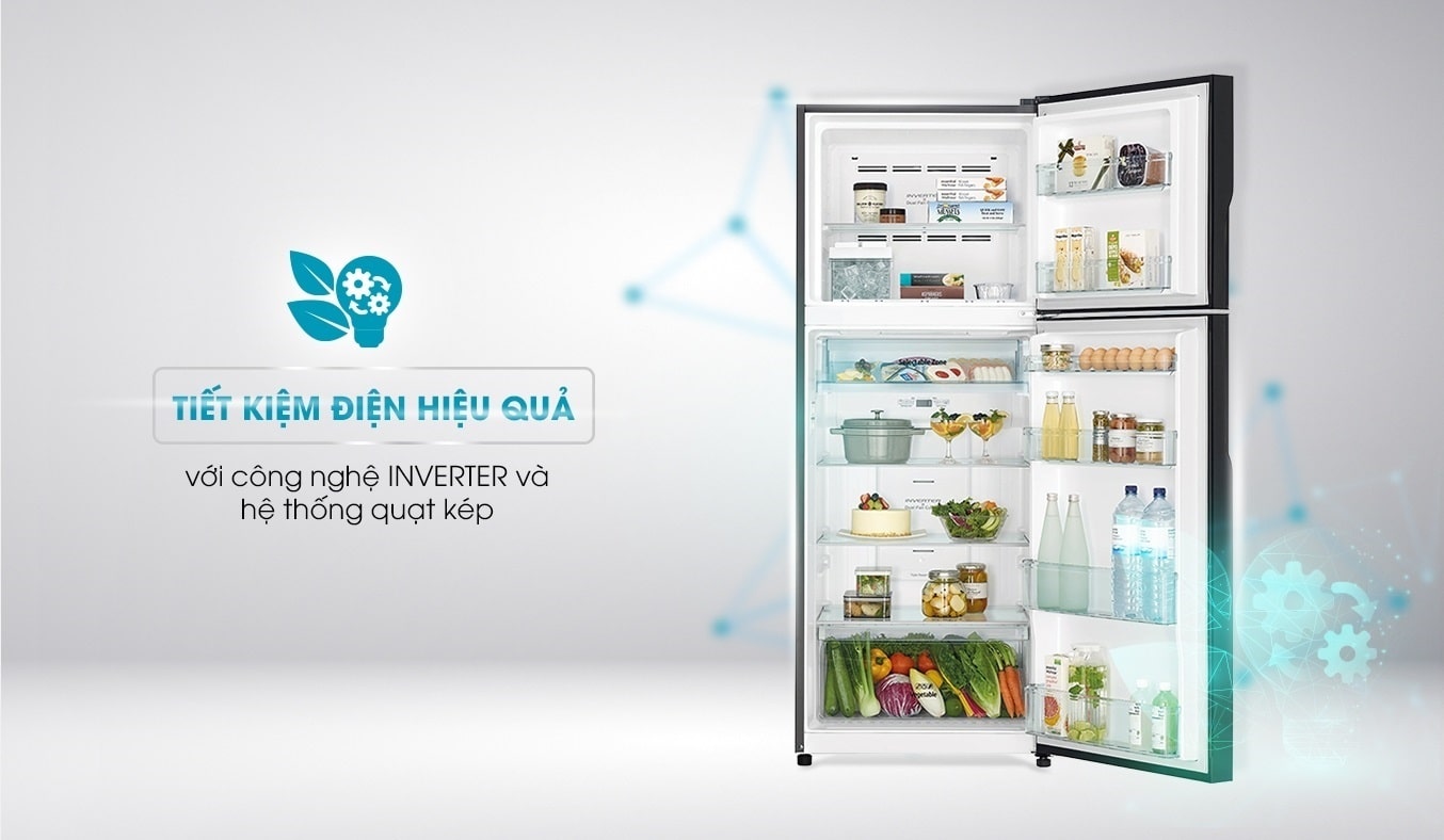 Tủ lạnh Hitachi R-FVX510PGV9(GBK) inverter 406 lít 6 2. Công nghệ Inverter và hệ thống quạt kép giúp tiết kiệm điện năng tối ưu