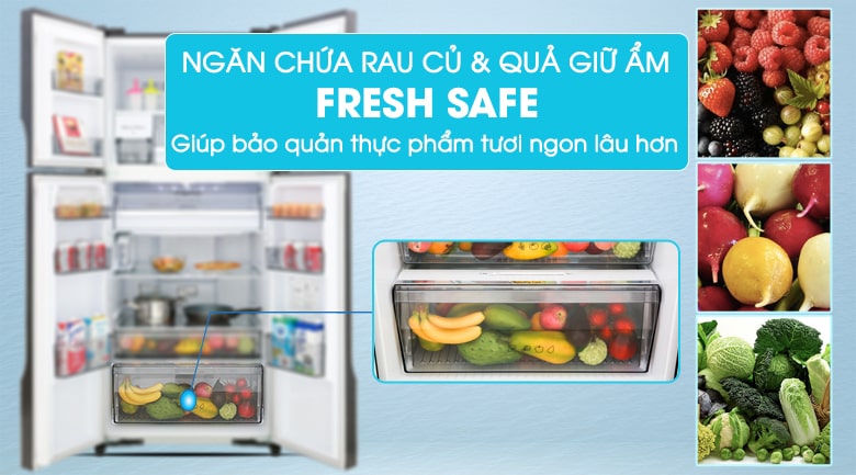 7. Ngăn rau quả Fresh Safe giúp giữ ẩm trên tủ lạnh NR-DZ600GXVN