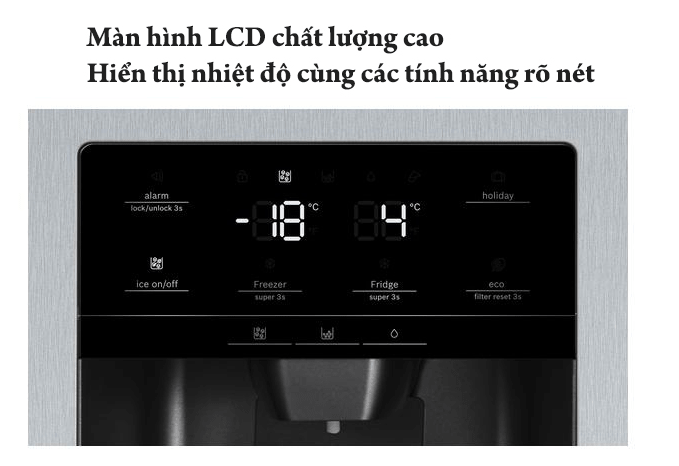 3. Màn hình LCD hiển thị sắc nét trên tủ lạnh Bosch KAG 93AIEPG 