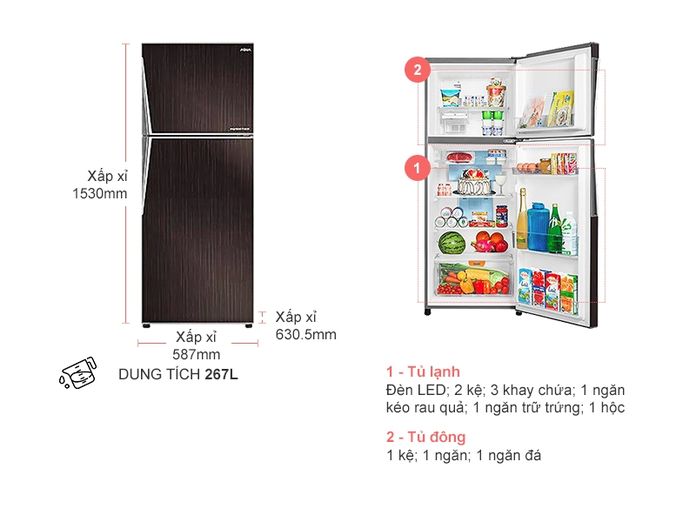 Tủ lạnh cấp đông mềm là gì? Có tốt không? Mua loại nào 27 Tủ lạnh cấp đông mềm Aqua AQR-IP285AN 267 lít