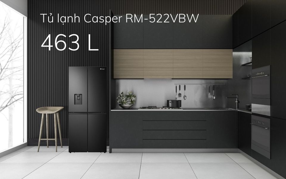 Tủ lạnh Casper inverter 463l 4 cửa rm-522vbw