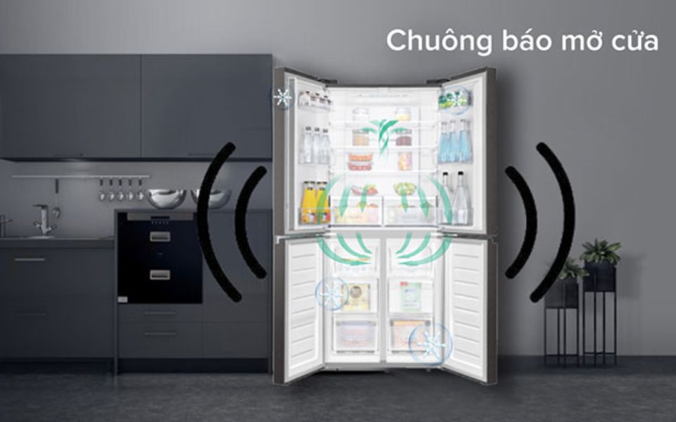 Tủ lạnh Casper RM-680VBW chuông cảnh báo cửa mở thông minh