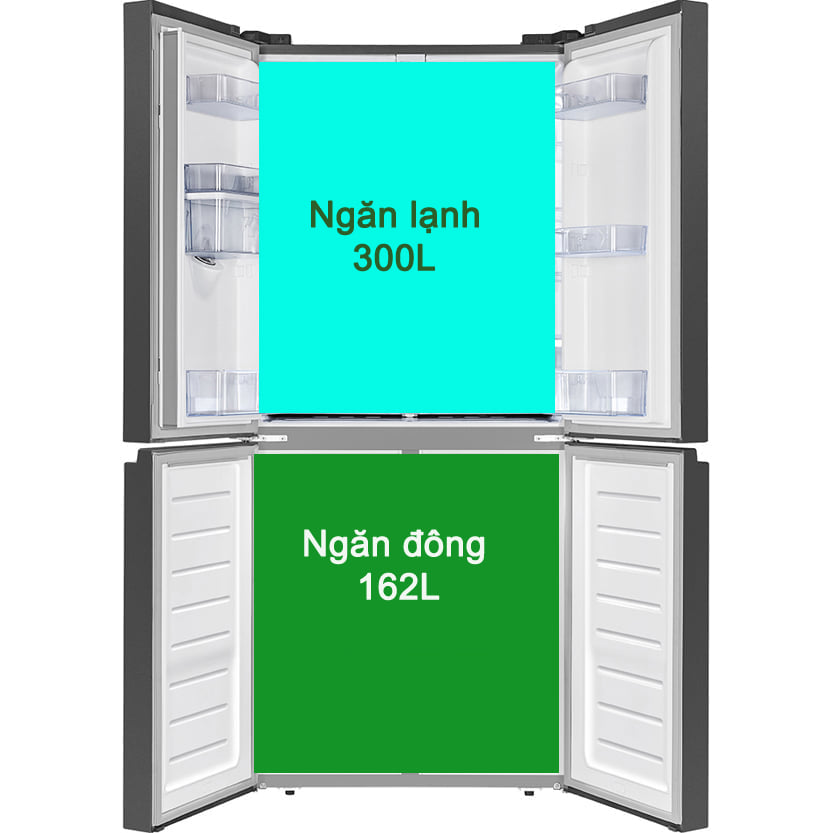 Tủ lạnh Casper RM-520VT 4 cửa 462L đáp ứng nhu cầu cho gia đình 3-5 người.