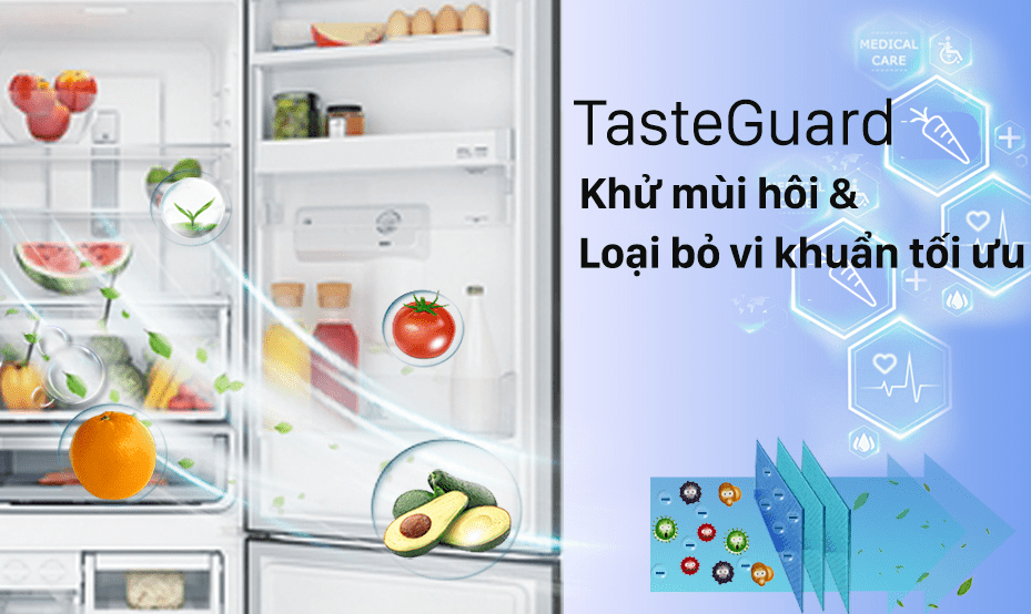 4. Tủ lạnh Electrolux EBB 3442K-A giúp khử mùi, diệt khuẩn hiệu quả với TasteGuard