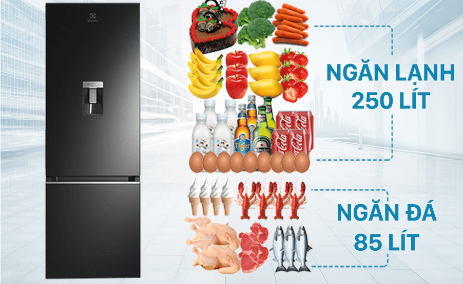 Tủ lạnh Electrolux inverter EBB3742K A phù hợp cho gia đình từ 3 - 4 thành viên
