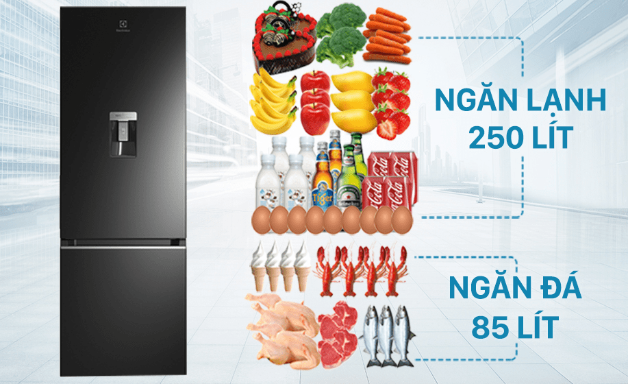 Tủ lạnh Electrolux inverter EBB3742K-H phù hợp cho gia đình từ 3 - 4 người