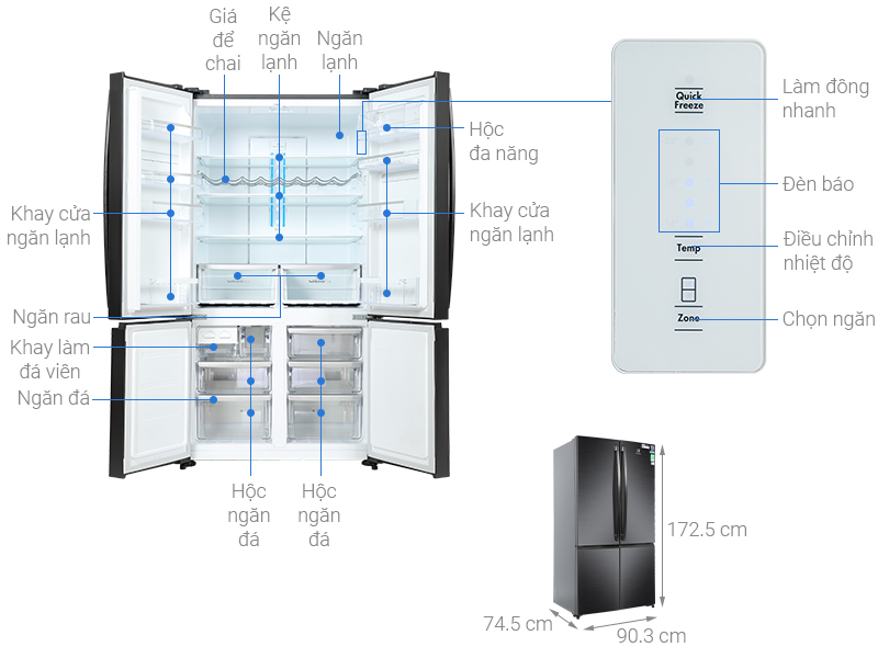 Thông số kỹ thuật tủ lạnh Electrolux Inverter 541 lít EQE6000A-B