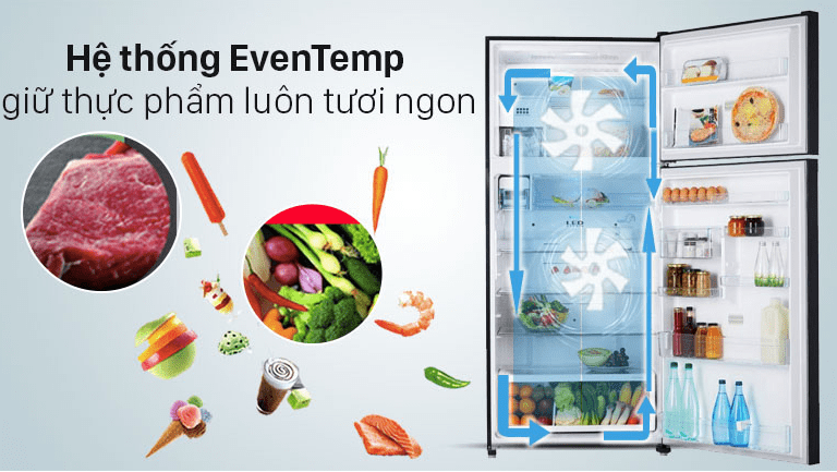 Hệ thống làm lạnh EvenTemp giúp thực phẩm luôn tươi ngon trên tủ lạnh ETB3440K-H