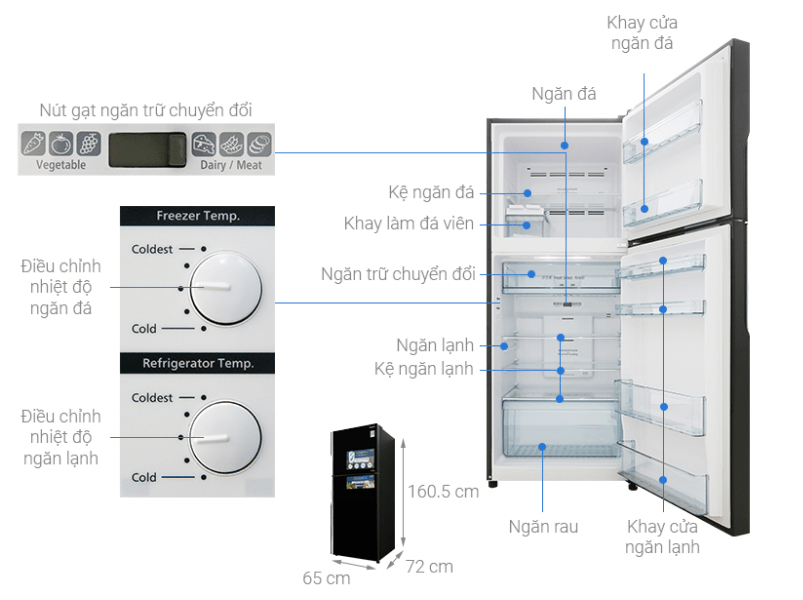 Hình ảnh tổng quát tủ lạnh Hitachi 339 lít Inverter R-FG450PGV8 GBK