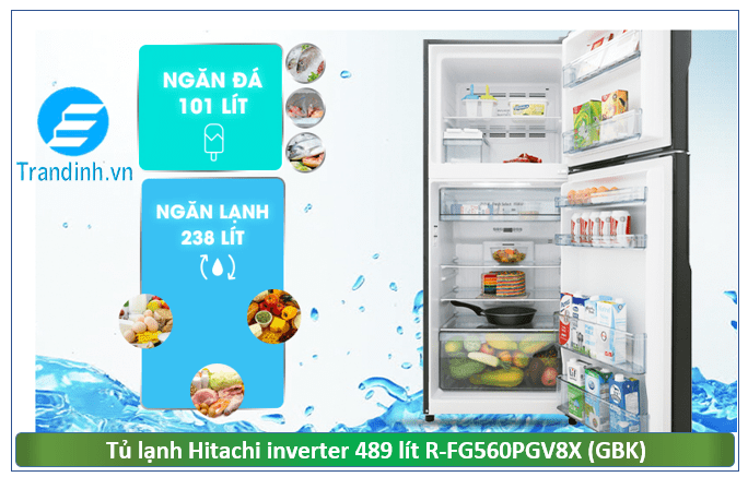 Tủ lạnh Hitachi inverter 489 lít R-FG560PGV8X (GBK) 6  Tủ lạnh Hitachi 489 lít R-FG560PGV8X (GBK) phù hợp gia đình 4 – 5 người