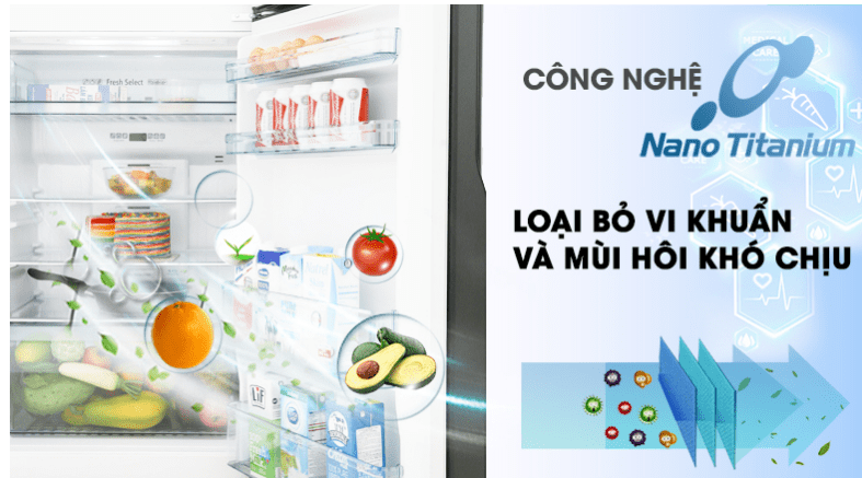 Tủ lạnh Hitachi inverter 489 lít R-FG560PGV8X (GBK) 8 R-FG560PGV8X (GBK) Công nghệ Nano Titanium giúp khử mùi, diệt khuẩn hiệu quả