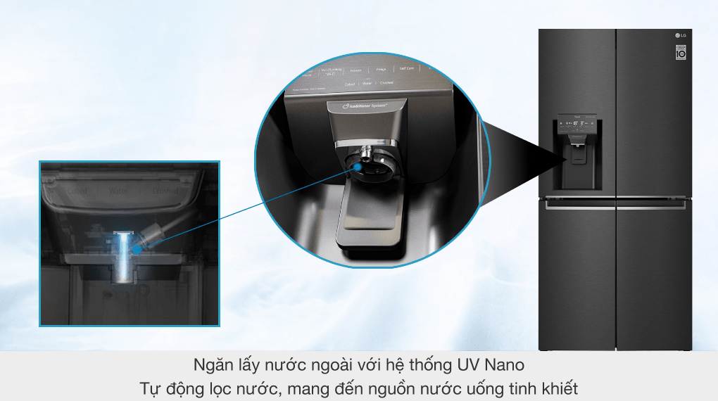 9. Ngăn lấy nước ngoài công nghệ UV Nano tự động lọc nước, diệt khuẩn