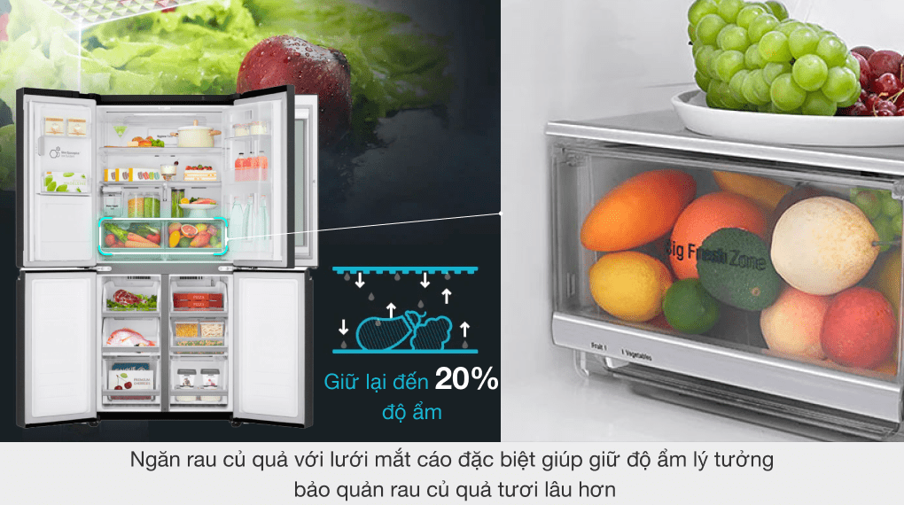 10. Ngăn rau củ rộng rãi Fresh Zone giữ độ ẩm hiệu quả, kéo dài thời gian