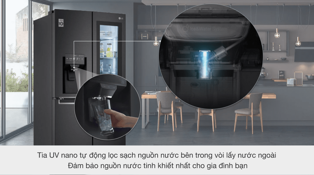 13. Ngăn lấy nước ngoài có tia UV nano tự động lọc nước hiện đại
