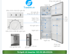 Hình ảnh tổng quát tủ lạnh LG Inverter 315 lít GN-D315S