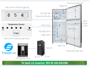 Hình ảnh tổng quát tủ lạnh LG Inverter 393 lít GN-D422BL