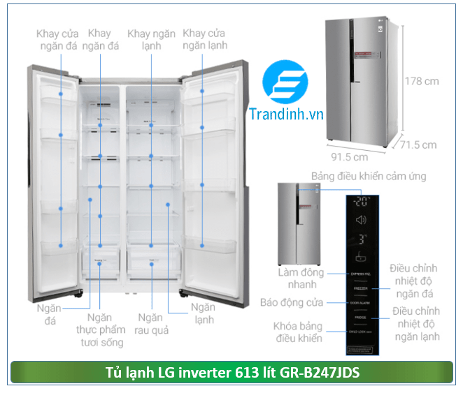 kích thước Tủ lạnh side by side