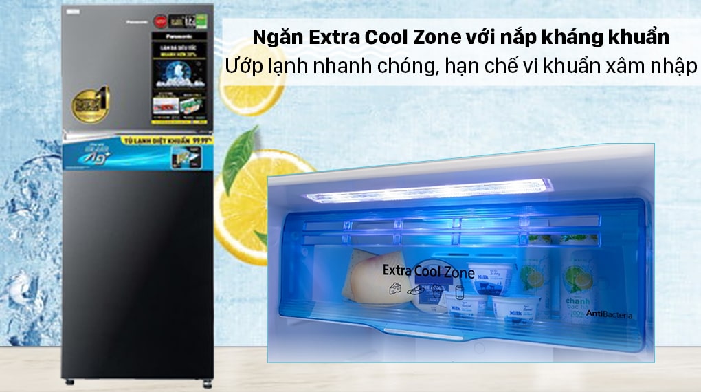 Tủ lạnh Panasonic NR-TL351VGMV inverter 326 Lít 12 6. Ngăn lạnh Extra Cool Zone có nắp kháng khuẩn thích hợp bảo quản đồ uống