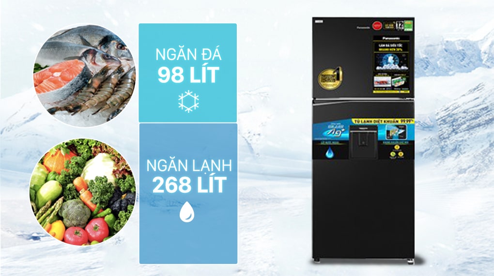 1. Tủ lạnh Panasonic NR-TL381BPKV phù hợp cho gia đình có từ 3 - 4 người 