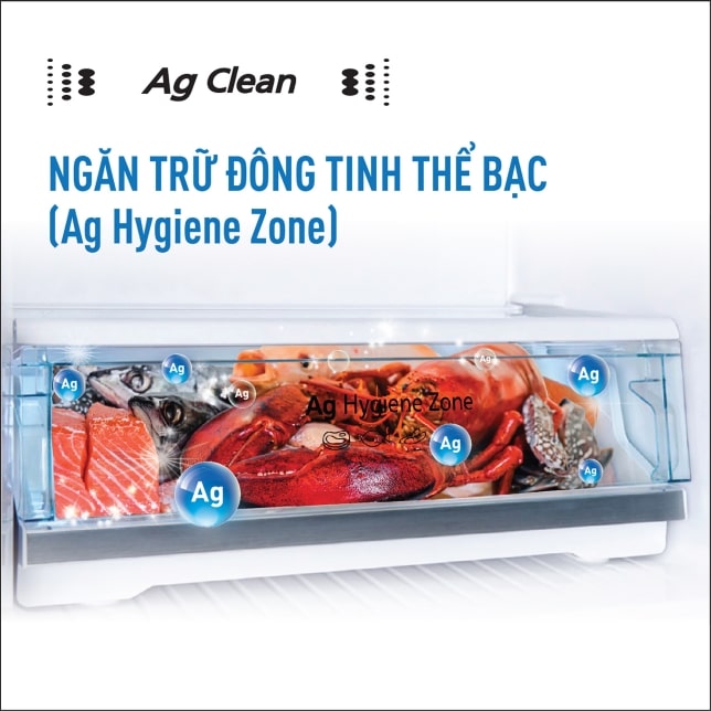 6. Lưu trữ thực phẩm tiện lợi với ngăn trữ đông tinh thể bạc Ag Hygience Zone 