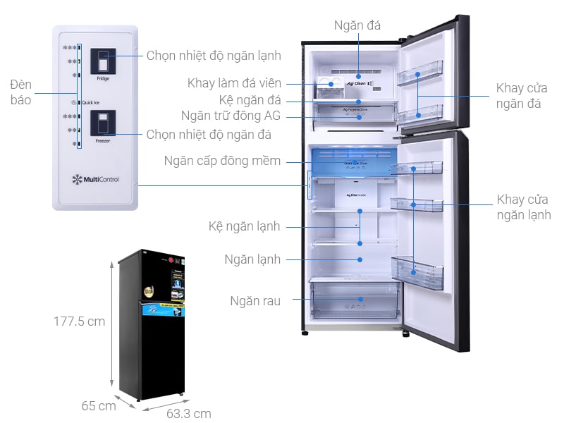 Tủ lạnh Panasonic NR-TL381VGMV inverter 366 Lít 5 1. Hình ảnh tổng quát tủ lạnh Panasonic inverter 366 Lít NR-TL381VGMV