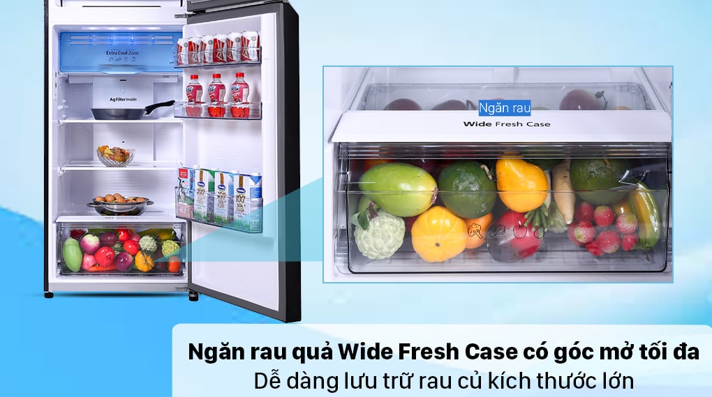Tủ lạnh Panasonic NR-TL381VGMV inverter 366 Lít 14 8. Ngăn rau quả lớn Wide Fresh Case giũ ẩm tốt, kéo dài thời gian bảo quản
