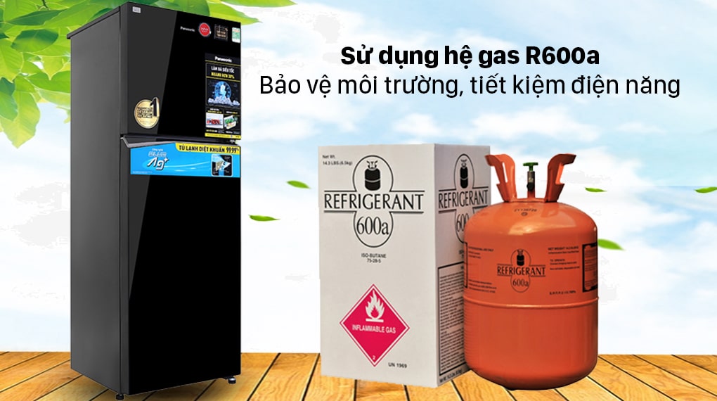 Tủ lạnh Panasonic NR-TL381VGMV inverter 366 Lít 16 10. Sử dụng Gas R600a an toàn, thân thiện môi trường, tiết kiệm điện năng