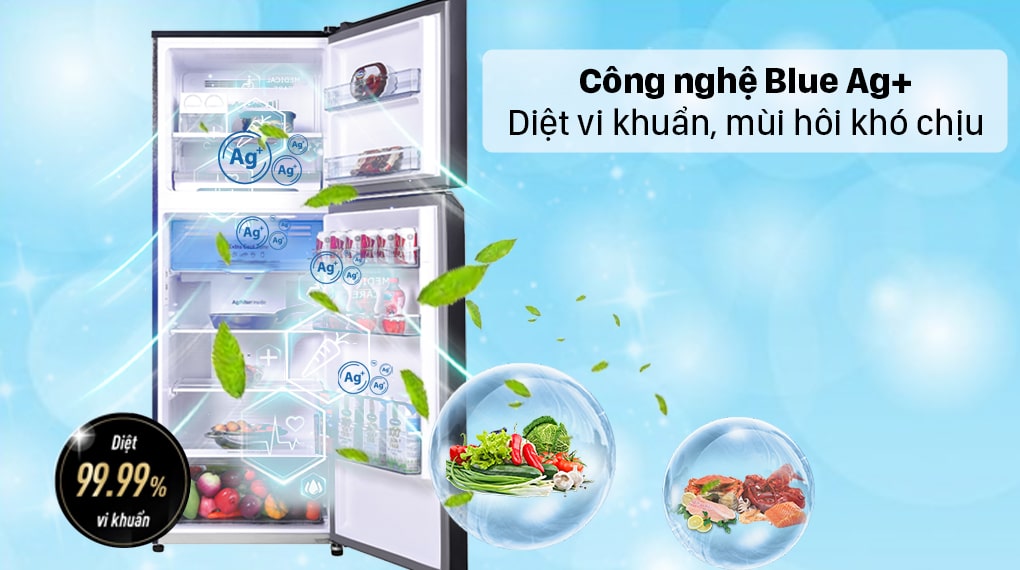 Tủ lạnh Panasonic NR-TL381VGMV inverter 366 Lít 8 4. Công nghệ Blue Ag+ diệt khuẩn hiệu quả đến 99,9%