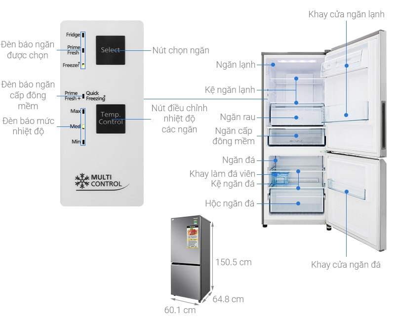 5. Tủ lạnh Panasonic inverter 255 lít NR-BV280QSVN - Giá: 9.300.000đ