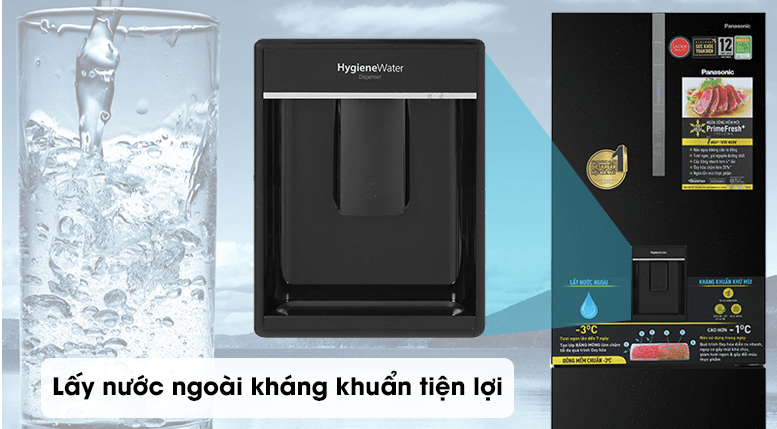 5. Tủ lạnh Panasonic inverter 417L BX471GPKV lấy nước uống tiện lợi với khay lấy nước ngoài