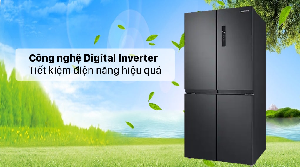 Tiết kiệm điện hiệu quả với công nghệ Digital Inverter trên tủ lạnh Samsung 4 cánh RF48A4000B4/SV