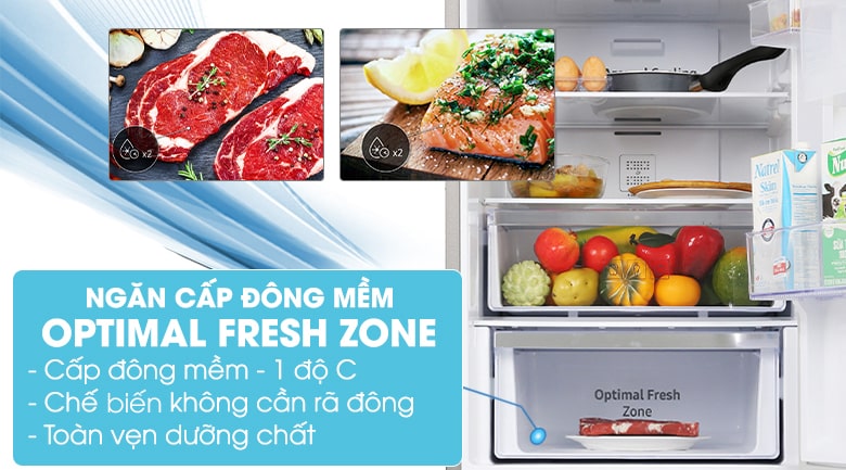 Tủ lạnh Samsung Inverter 276 lít RB27N4170BU/SV  8 Thức ăn tươi sống bảo quản trong ngày tốt với ngăn đông mềm -1 độ C Optimal Fresh Zone