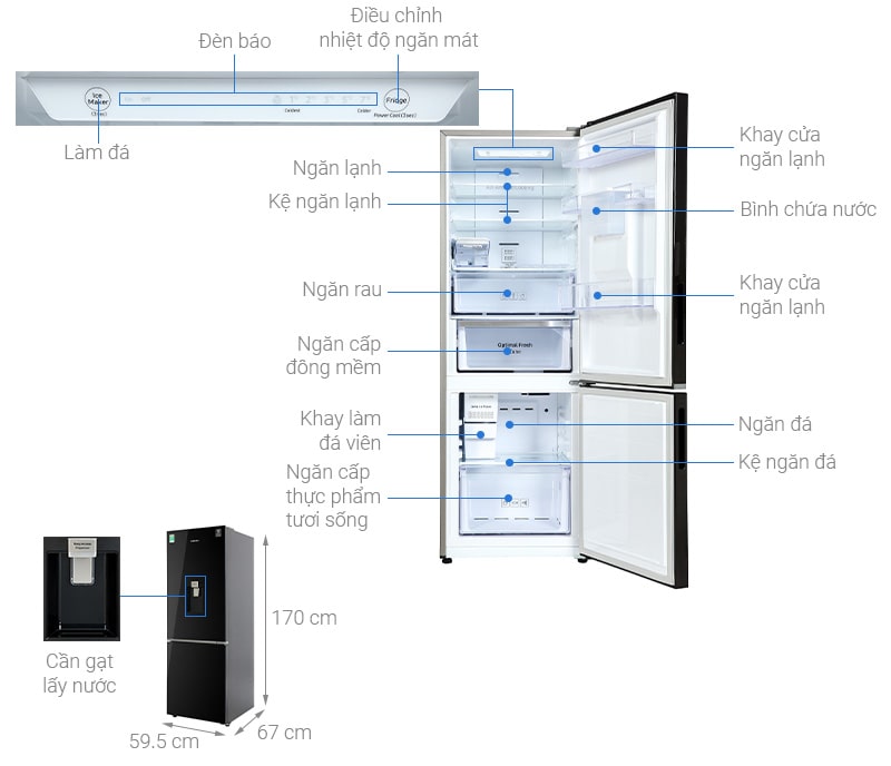 Tổng quan hình ảnh về chiếc Tủ lạnh Samsung RB30N4190BU/SV