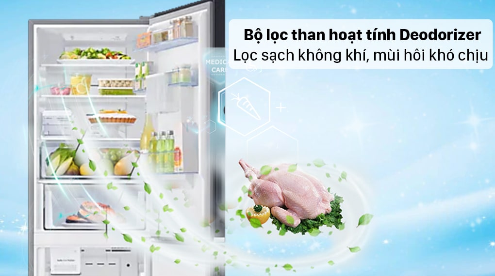 Bộ lọc than hoạt tính Dodorizer bên trong tủ lạnh RB30N4190BU giúp lọc sạch mùi ẩm mốc, mùi hôi khó chịu