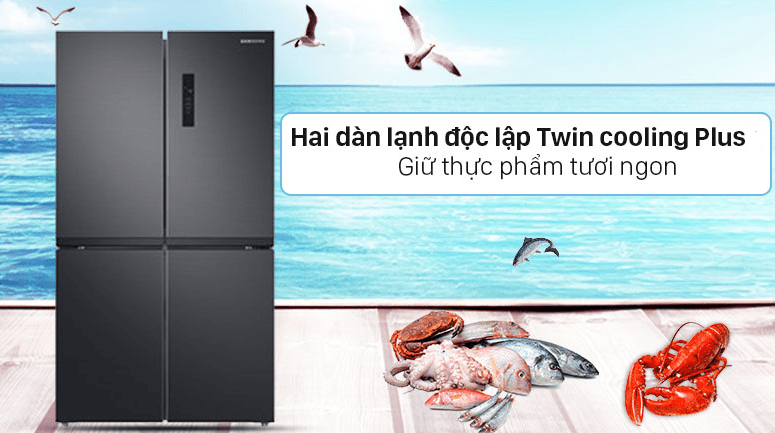 Hai dàn lạnh độc lập Twin cooling Plus trên tủ lạnh RF48A4000B4 SV lưu giữ thực phẩm luôn tươi ngon