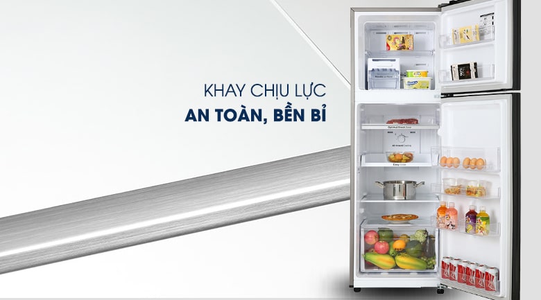 Tủ lạnh Samsung RT25M4032BU/SV có hệ thống khay chịu lực tốt, bền bỉ