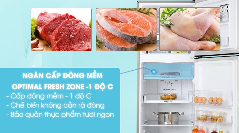 Thực phẩm sử dụng trong ngay không cần rã đông với Ngăn đông mềm -1 độ C Optimal Fresh Zone