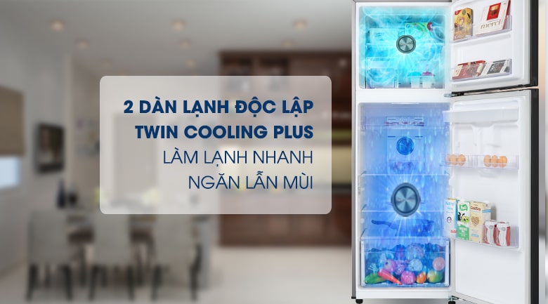 Tủ lạnh Samsung Inverter 319 lít RT32K5932BU/SV 8 Tách biệt 2 ngăn đông, mát tránh lẫn mùi qua công nghệ 2 dàn lạnh riêng biệt Twin Cooling Plus
