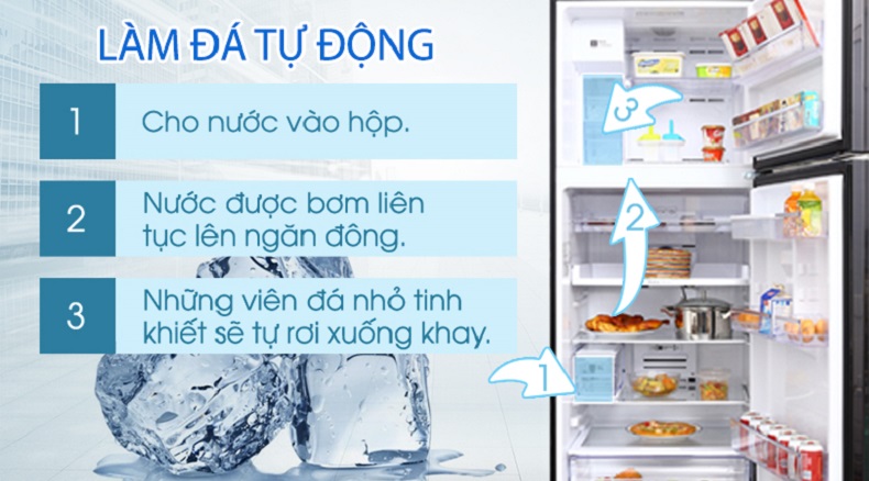 Tủ lạnh Samsung Inverter 451 lít RT46K6885BS/SV 10 Làm đá tự động tiện dụng giúp bạn có ngay những viên đá nhỏ xinh mát lạnh