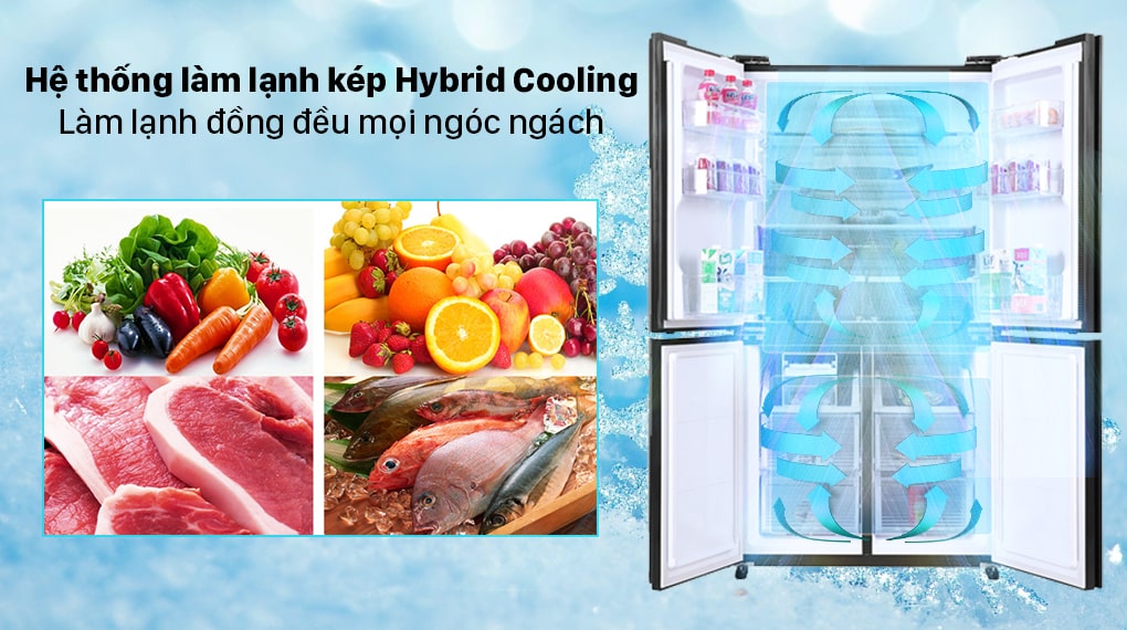 Lan toả hơi lạnh đông đều nhờ công nghệ lành lạnh kép Hybrid Cooling 
