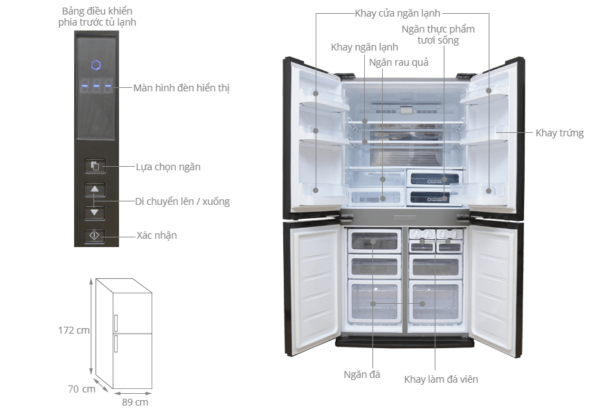 1. Hình ảnh tổng quát tủ lạnh Sharp SJ-FX640V-SL inverter 572 Lít 