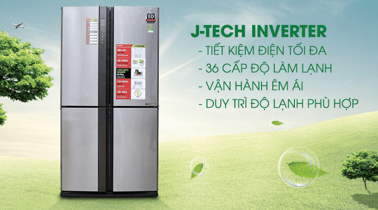 4. Công nghệ J-Tech Inverter tiết kiệm điện hiệu quả trên tủ lạnh Sharp FX640V-SL