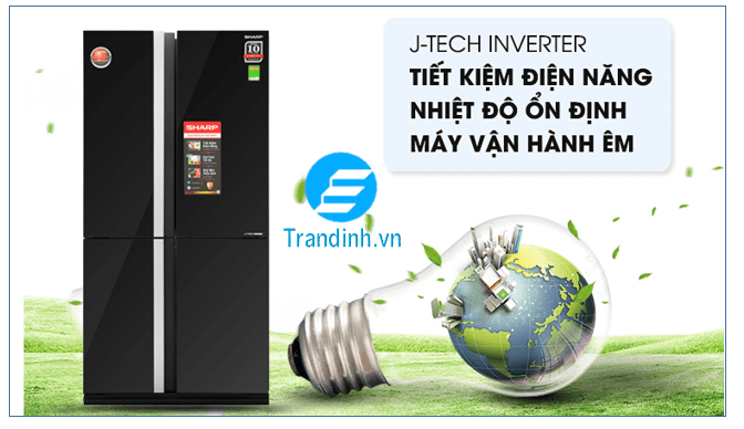 Công nghệ J-Tech Inverter tủ vận hành êm ái, tiết kiệm điện năng SJ-FX688VG-BK